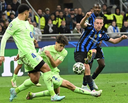 Inter vs Barcelona Champions League action at San Siro
