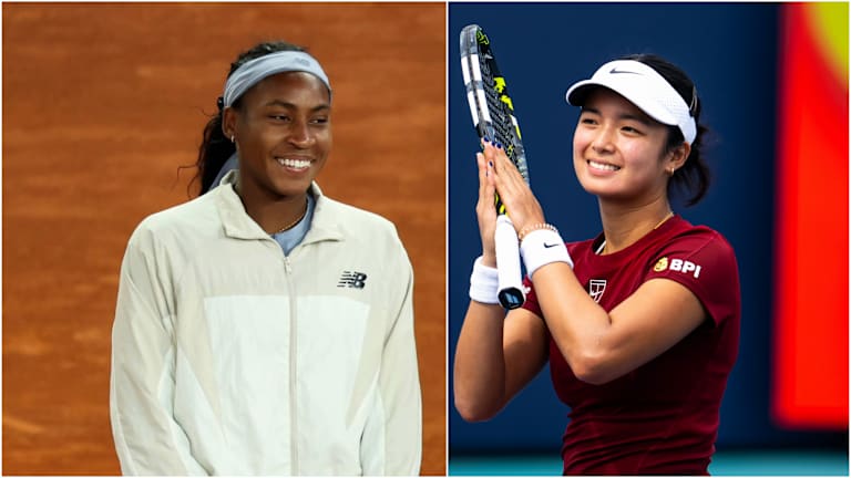 Tennis Rom Italian Open action with Eala