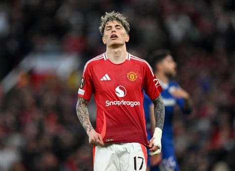 Manchester United players during Europa League warmup
