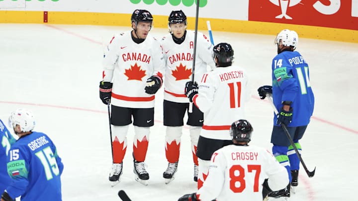 Action at the IIHF Championship: Canada vs Slovenia