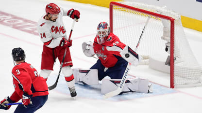 Tom Wilson celebrates a goal in the Capitals – Hurricanes series