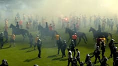 Jubel nach dem Dynamo Dresden Aufstieg: Spieler und Fans feiern gemeinsam