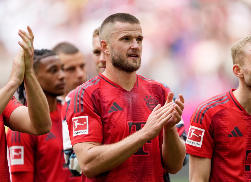 Eric Dier celebrates winning the Bundesliga title with Bayern Munich
