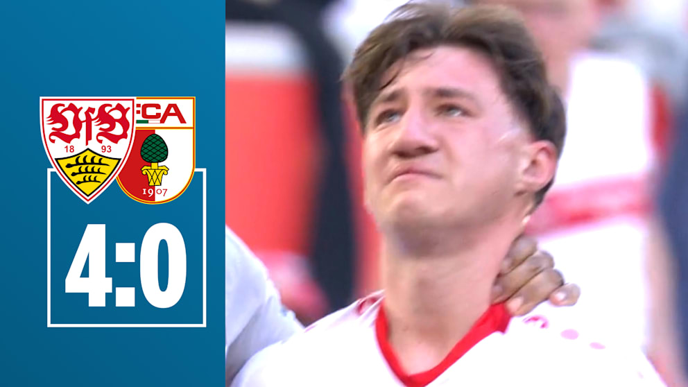 Angelo Stiller am Boden verletzt im Spiel gegen FC Augsburg