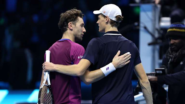 Jannik Sinner celebrates a victory at the Rome Masters