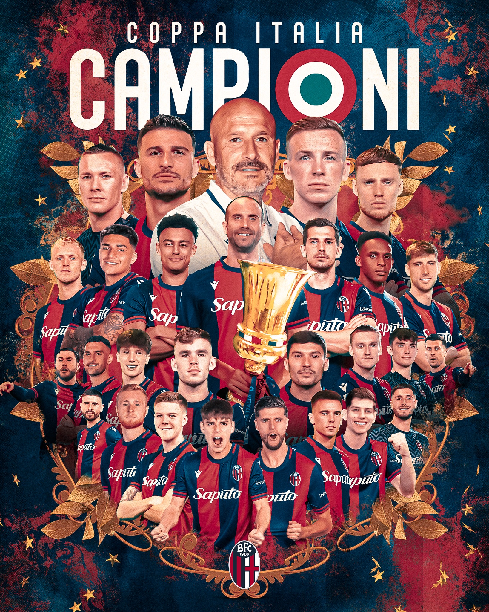 Festa del Bologna dopo la vittoria sulla squadra rossonera in Coppa Italia 2025