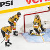 Edmonton Oilers team celebrating playoff victory