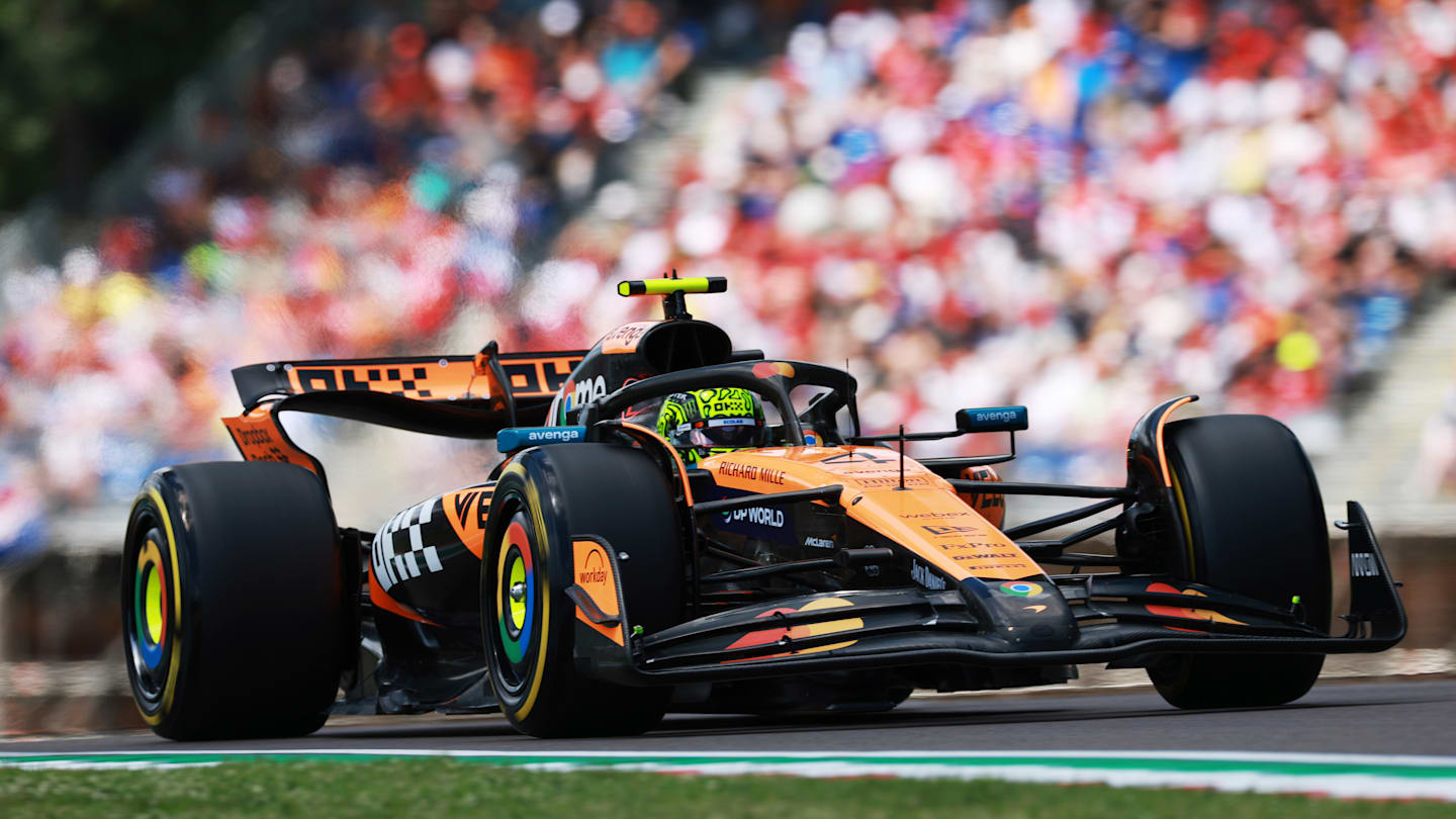Lando Norris leads qualifying F1 session at Imola, McLaren and Red Bull fight for pole.