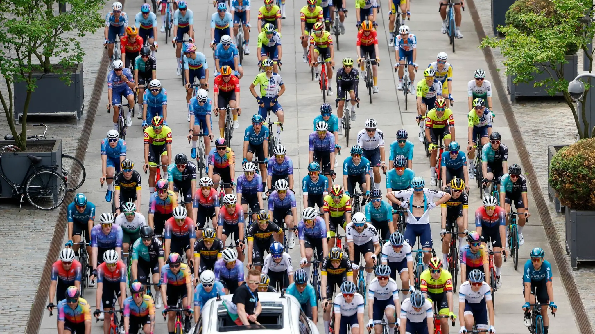 Peloton auf der Rund um Köln 2025 Strecke