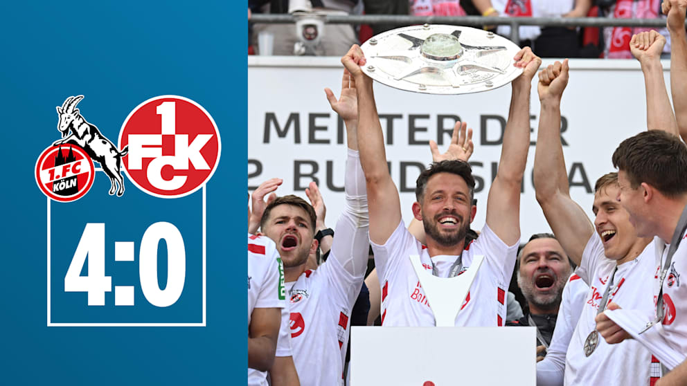 Mark Uth jubelt mit dem 1. FC Köln nach dem Aufstieg