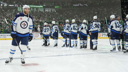 Dallas Stars celebrating winning overtime during the stars – jets 2025 NHL playoffs