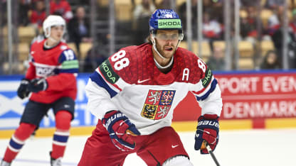 David Pastrnak competing at the IIHF World Championship