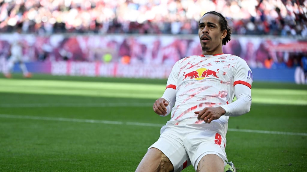Yussuf Poulsen von RB Leipzig beim Bundesligaspiel