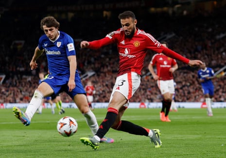 Mazraoui in action for Manchester United